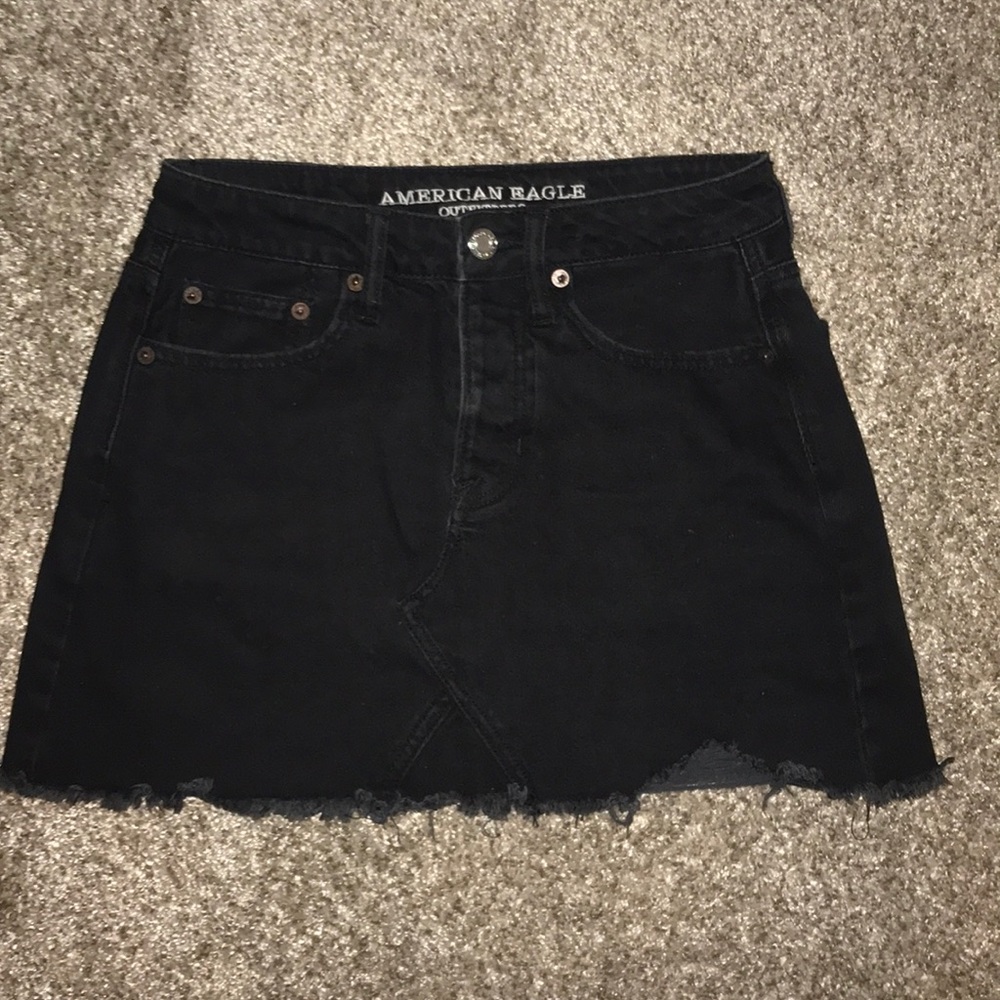 Black denim skirt